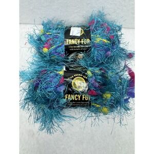 Lion Brand Fancy Fur Yarn TROPICAL TURQUOISE 248 Bulky Eyelash Two Skeins